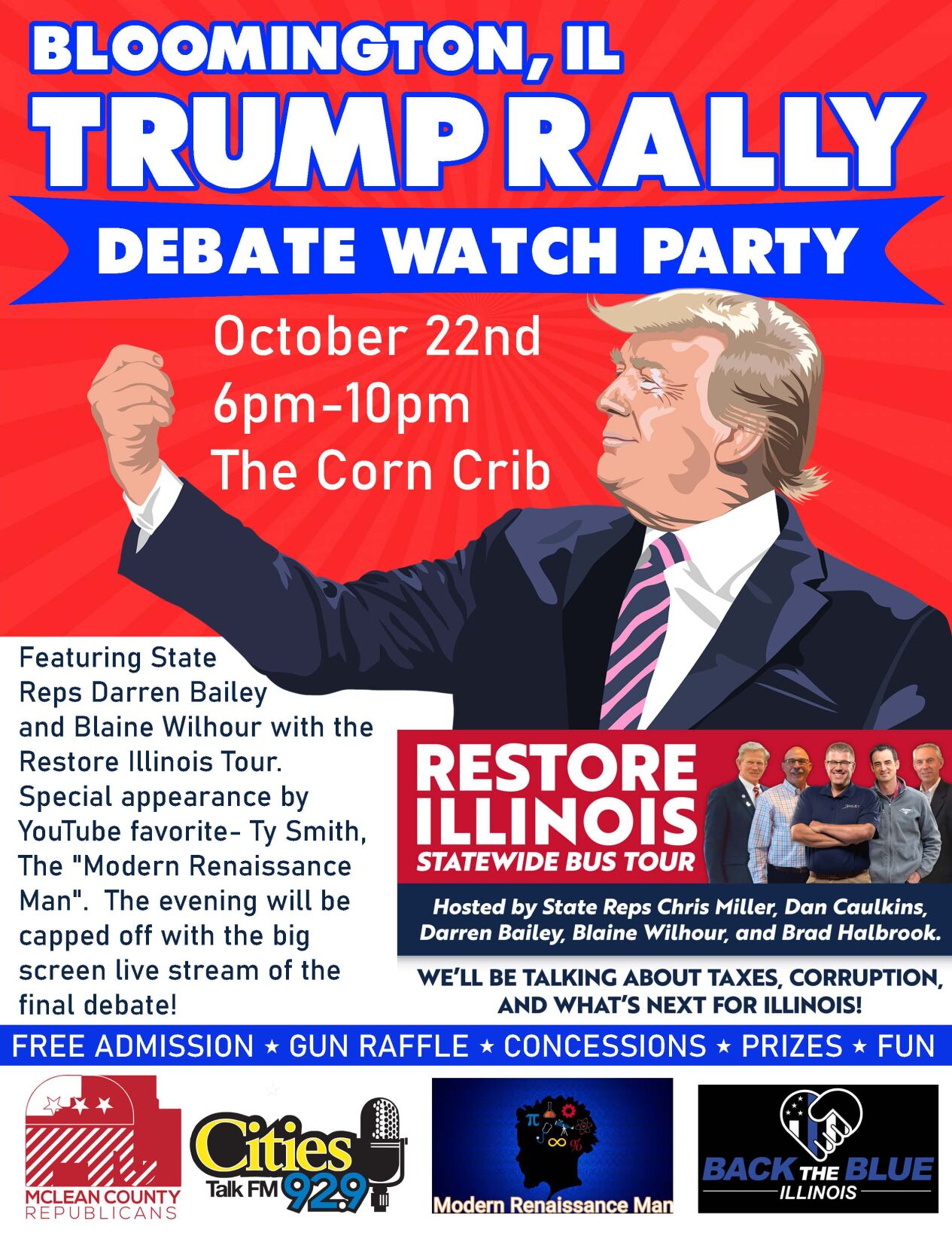trump rally debate watch party flyer
